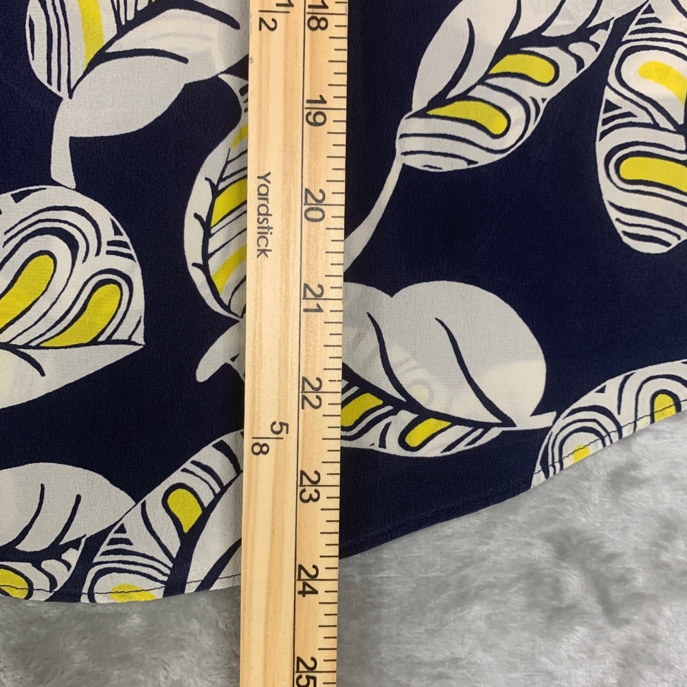 J.Crew Carrie Cami 100% Silk Tropical Leaf Print Navy Blue Tank Top C4268 Sz 10 - Picture 10 of 10